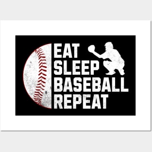 Eat  Sleep Baseball Repeat Posters and Art